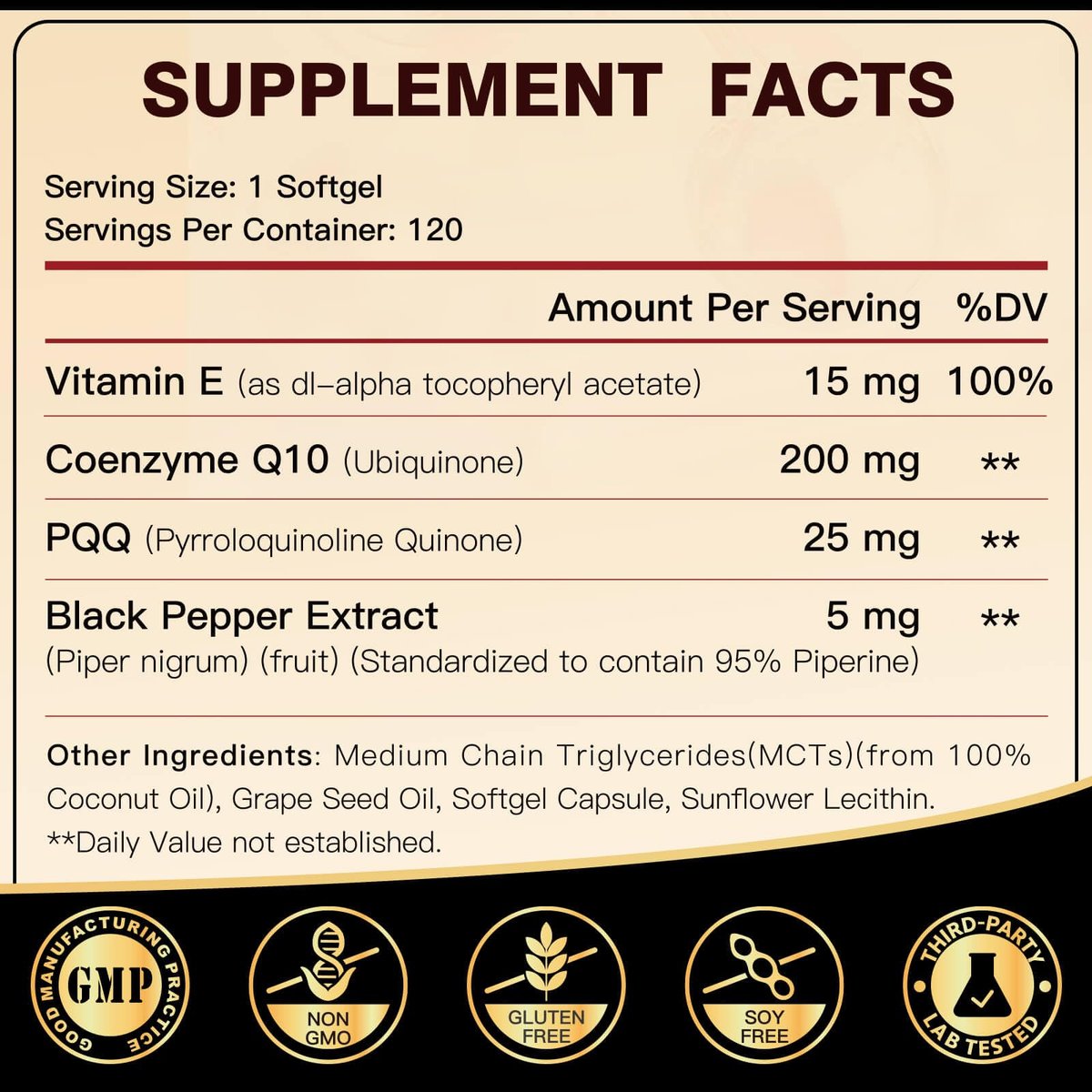 DRFOSTER Coq10 200mg – Hochdosiertes Coenzym Q10 mit Vitamin E, PQQ und schwarzem Pfefferextrakt – 6-fach höhere Absorption – 120 Kapseln