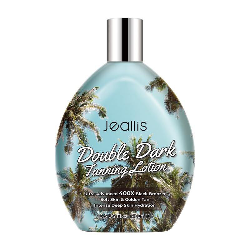 Jeallis Double Dark Indoor Tanning Bed Lotion mit Bronzer - Bräunungslotion für Sonnenbank mit Tattoo-Schutzformel, 13,5 oz