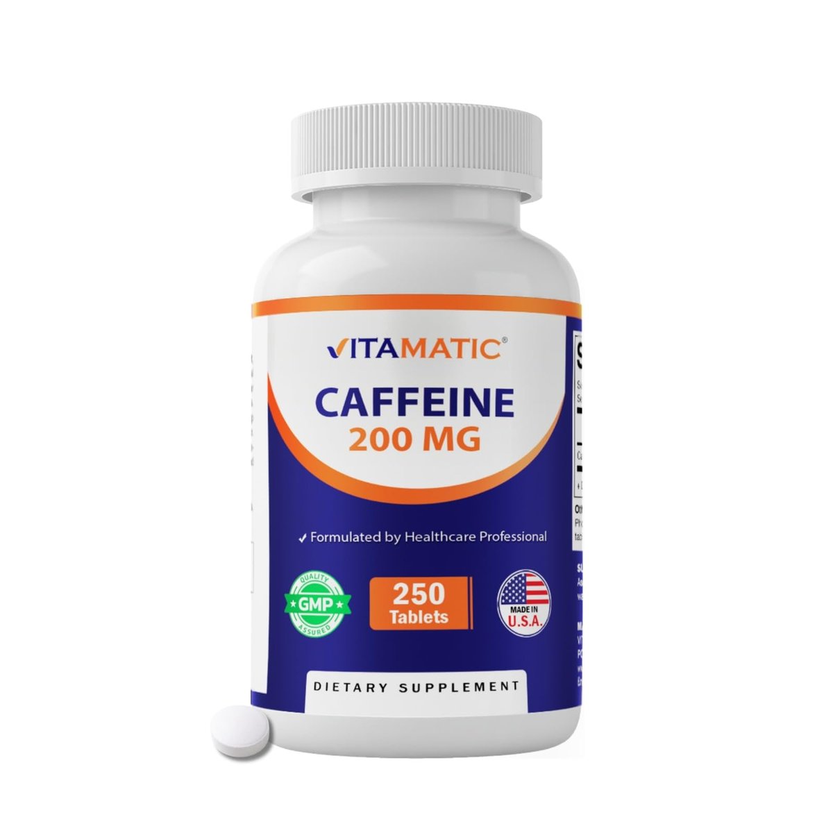 Vitamatic Koffein Tabletten 200 mg pro Portion, 250 Vegetarische Tabletten