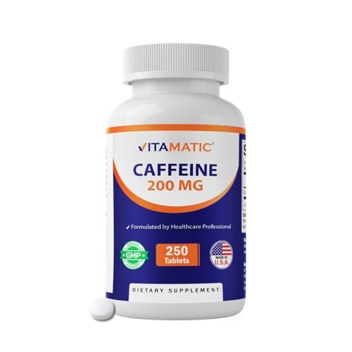 Vitamatic Koffein Tabletten 200 mg pro Portion, 250 Vegetarische Tabletten