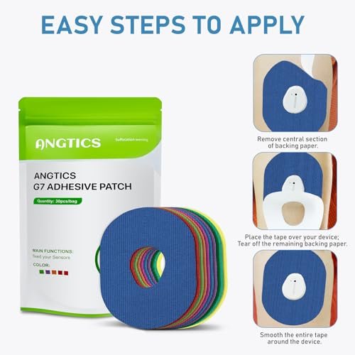 ANGTICS Dexcom G7 Klebepflaster wasserdicht, 30 Stück mehrfarbig, Overpatch für Dexcom G7, Premium transparente Abdeckpflaster, hypoallergen & hautfreundlich, Sensor nicht enthalten