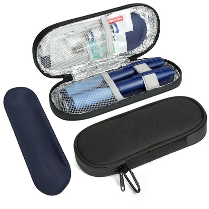 BLK8IGHT Insulin-Pen-Kühler-Reiseetui mit 2 wiederverwendbaren TSA-zugelassenen Kühlakkus, isolierte Kühltasche für Diabetikerzubehör, schwarz