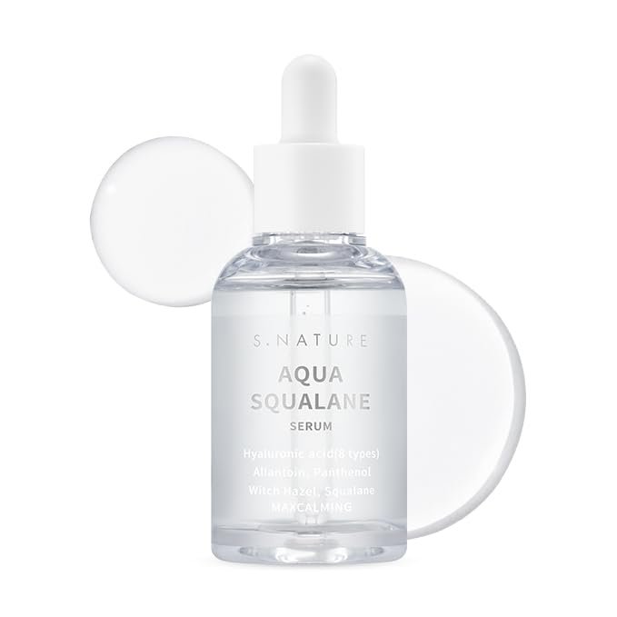 S.NATURE AQUA SQUALANE SERUM – Tiefenhydratisierendes Gesichtsserum für alle Hauttypen, beruhigend, porenverfeinernd und talgregulierend, koreanische Hautpflege (50 ml)