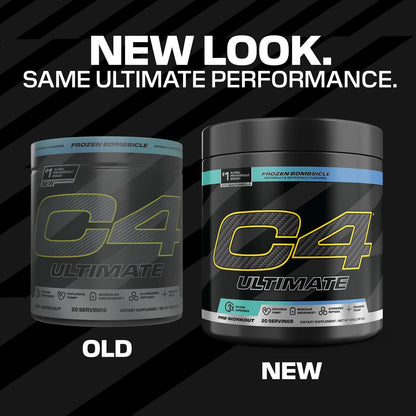 C4 Ultimate Pre Workout Pulver - Zuckerfreies Pre-Workout-Energie-Supplement für Männer & Frauen - 300 mg Koffein + TeaCrine + Dynamine + Kreatin - Frozen Bombsicle, 20 Portionen