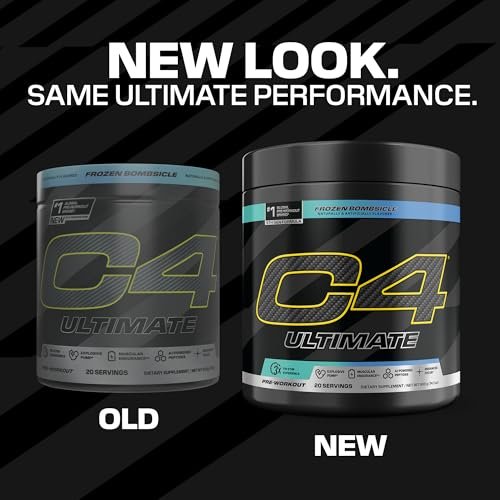 C4 Ultimate Pre Workout Pulver - Zuckerfreies Pre-Workout-Energie-Supplement für Männer & Frauen - 300 mg Koffein + TeaCrine + Dynamine + Kreatin - Frozen Bombsicle, 20 Portionen
