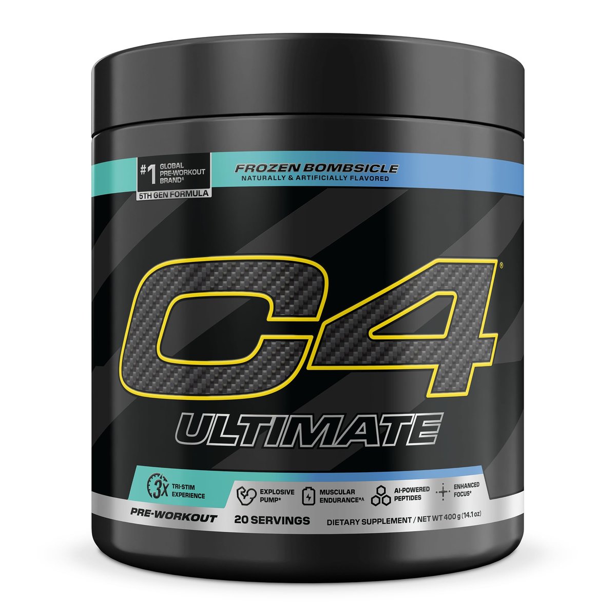 C4 Ultimate Pre Workout Pulver - Zuckerfreies Pre-Workout-Energie-Supplement für Männer & Frauen - 300 mg Koffein + TeaCrine + Dynamine + Kreatin - Frozen Bombsicle, 20 Portionen