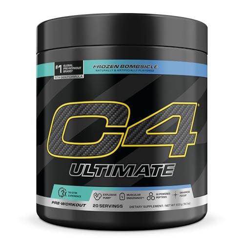 C4 Ultimate Pre Workout Pulver - Zuckerfreies Pre-Workout-Energie-Supplement für Männer & Frauen - 300 mg Koffein + TeaCrine + Dynamine + Kreatin - Frozen Bombsicle, 20 Portionen