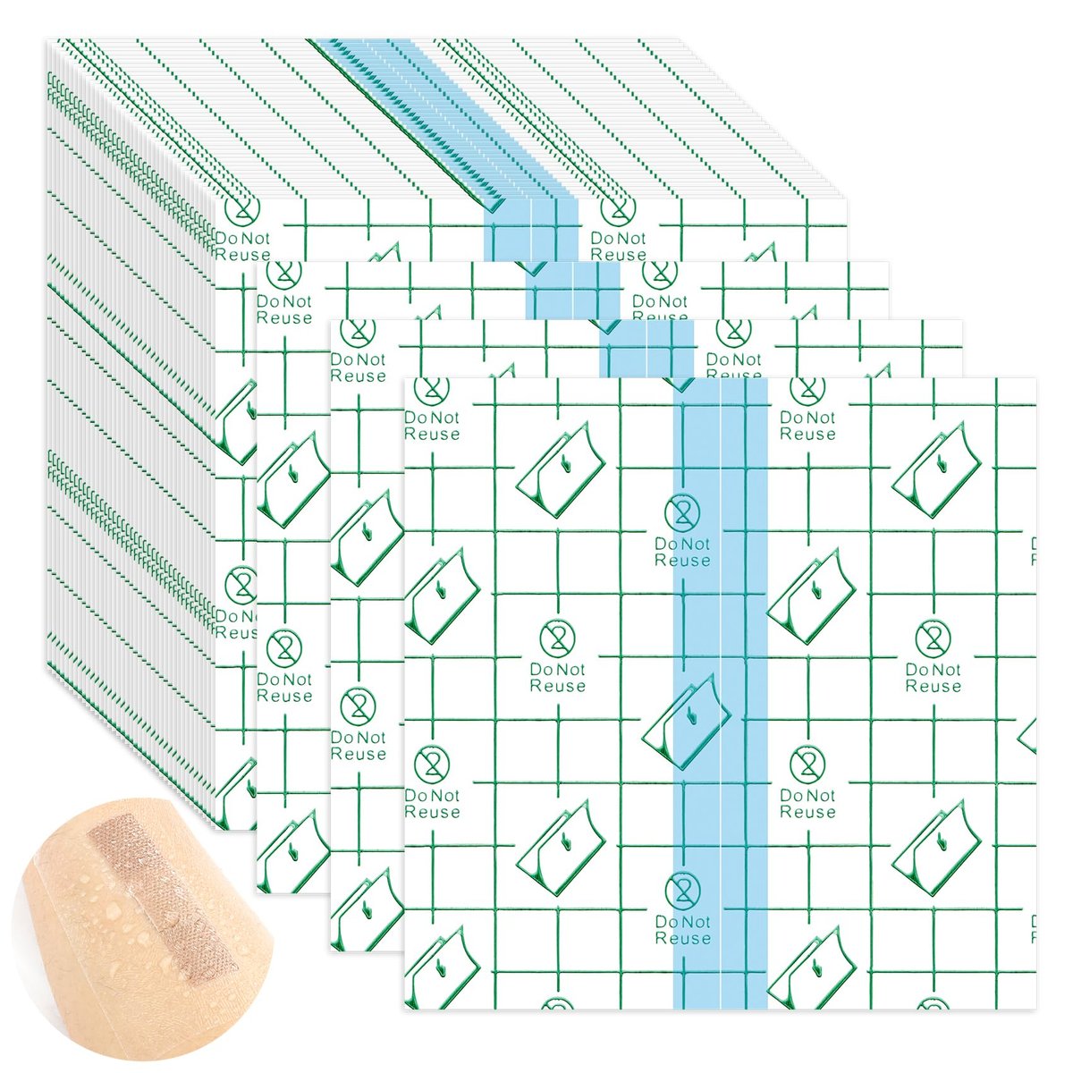 Tattoo Nachsorge wasserdichte Bandagen für Schwimmen Second Skin Tattoo Abdeckung Pflaster, 50 Stück 9,9×9,9 cm wasserdichte Bandagen nach Operationen, Wundversiegelung, transparente Folienverbände, transparente Pflaster