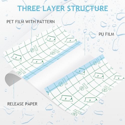 Tattoo Nachsorge wasserdichte Bandagen für Schwimmen Second Skin Tattoo Abdeckung Pflaster, 50 Stück 9,9×9,9 cm wasserdichte Bandagen nach Operationen, Wundversiegelung, transparente Folienverbände, transparente Pflaster