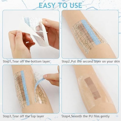 Tattoo Nachsorge wasserdichte Bandagen für Schwimmen Second Skin Tattoo Abdeckung Pflaster, 50 Stück 9,9×9,9 cm wasserdichte Bandagen nach Operationen, Wundversiegelung, transparente Folienverbände, transparente Pflaster