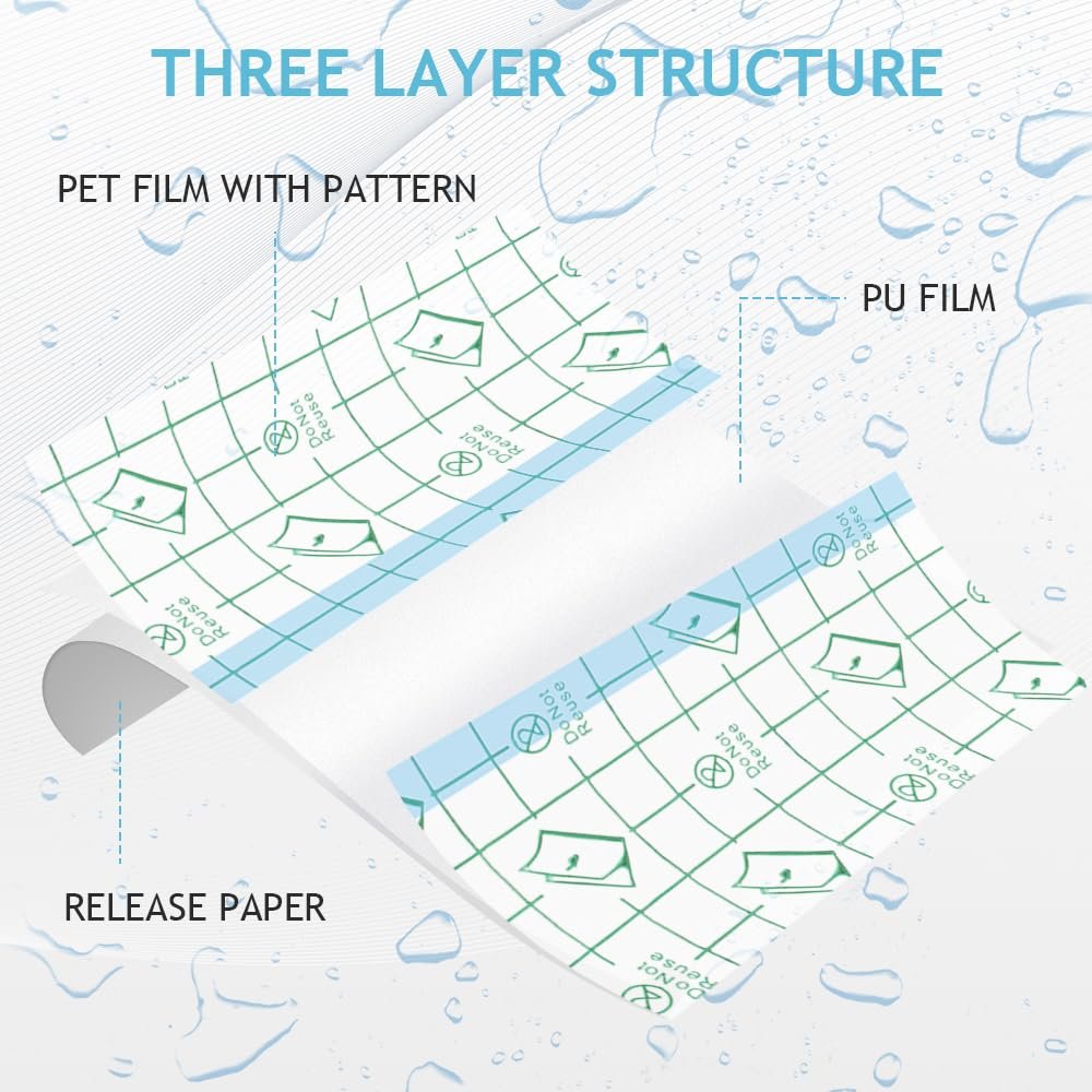 Tattoo Nachsorge wasserdichte Bandagen für Schwimmen Second Skin Tattoo Abdeckung Pflaster, 50 Stück 9,9×9,9 cm wasserdichte Bandagen nach Operationen, Wundversiegelung, transparente Folienverbände, transparente Pflaster