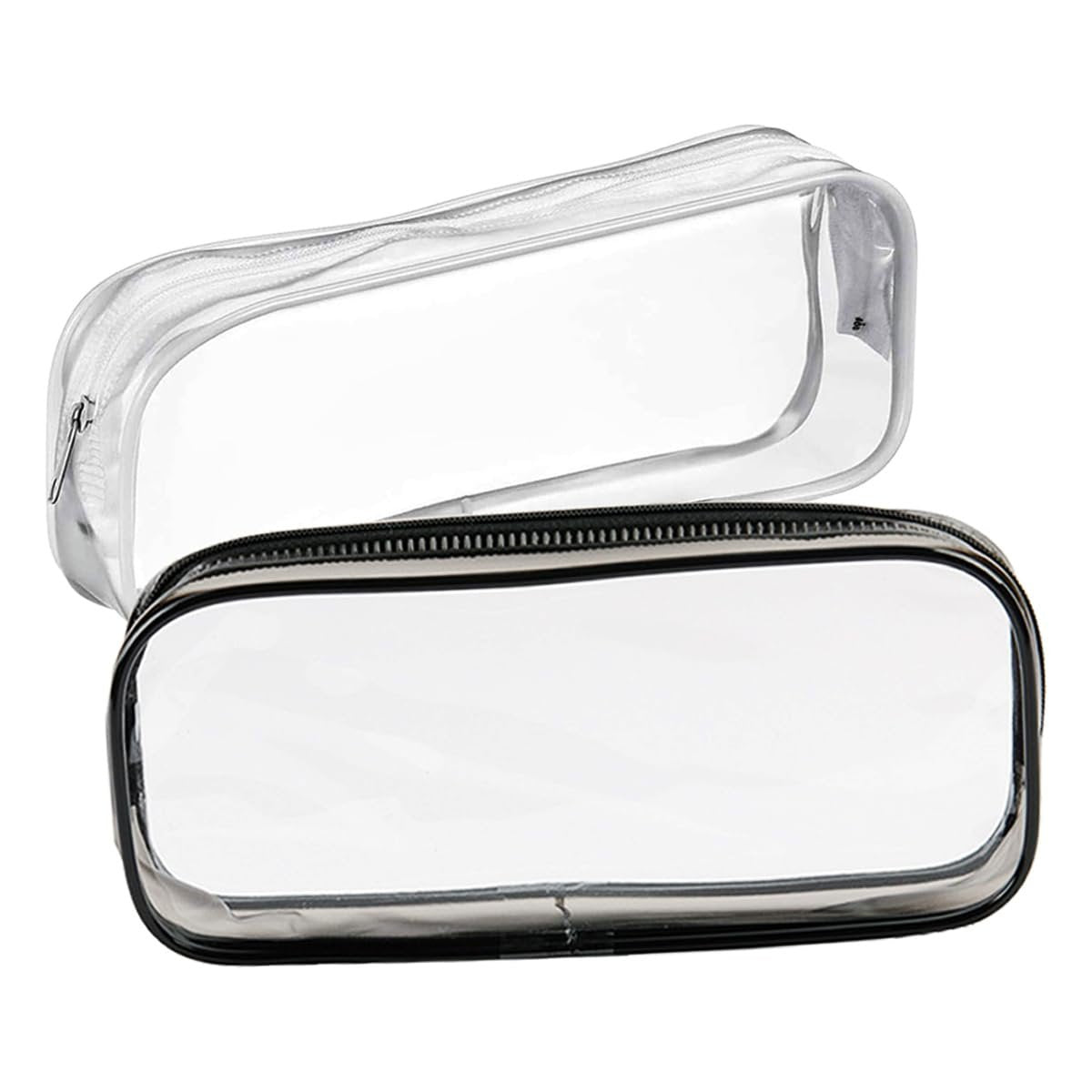 GAQWOK 2er-Set durchsichtige Kulturbeutel für Reisen – Schwarz-Weiß-Set | Praktische Reisetaschen für Toilettenartikel, Make-up und mehr
