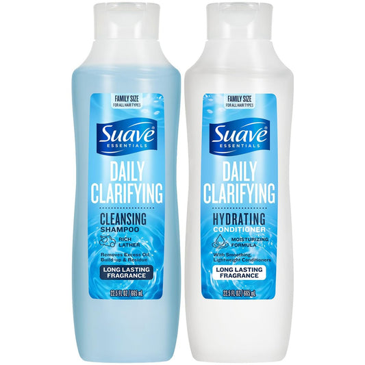 Suave Shampoo & Conditioner Set – Klärend & Feuchtigkeitsspendend für Glänzendes, Schönes Haar, 22,5 Oz pro Flasche (2er-Set)