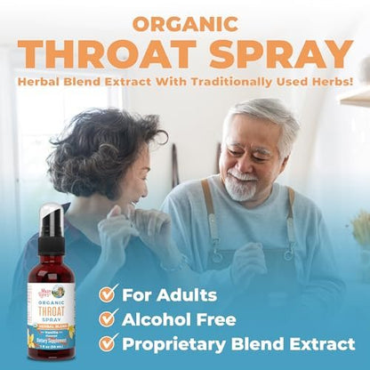 MARYRUTH'S USDA Bio Organischer Hals-Spray mit Königskerze, Eibischwurzel, Süßholzwurzel und Thymian | Vanille | 4-Kräuter-Mischung | Nicht-GMO | Vegan | Glutenfrei | 30 ml | Bis zu 100 Portionen