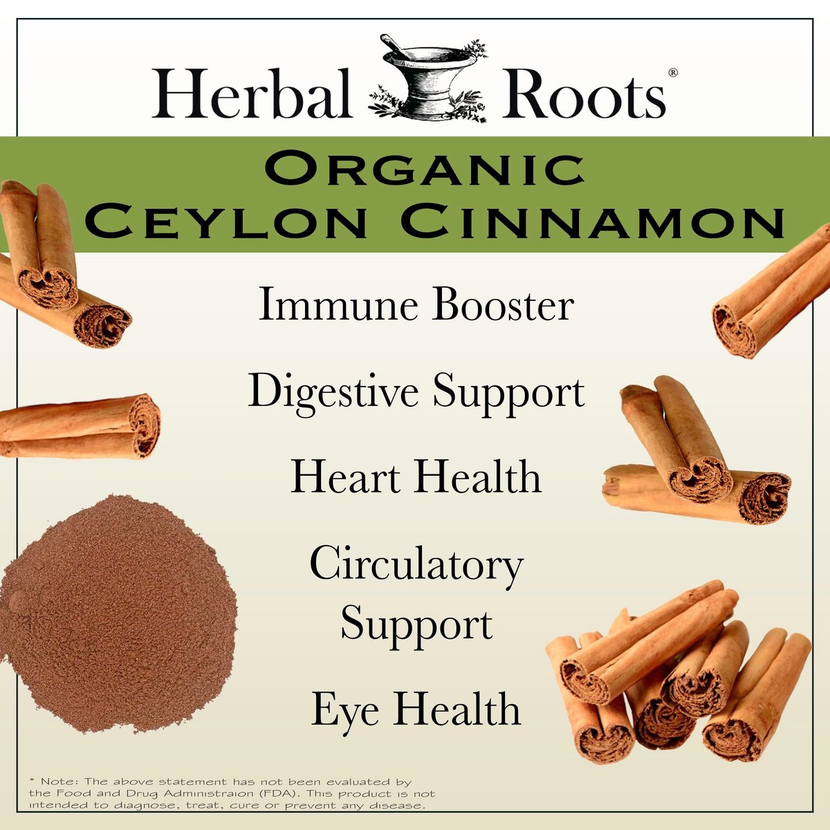 Herbal Roots Bio Ceylon Zimt Kapseln | USDA Bio-zertifiziert - Nicht-GMO | 60 vegane Kapseln
