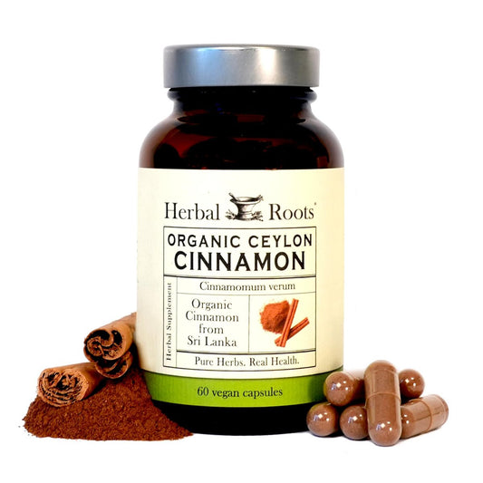Herbal Roots Bio Ceylon Zimt Kapseln | USDA Bio-zertifiziert - Nicht-GMO | 60 vegane Kapseln