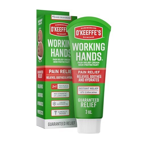 O'Keeffe's Working Hands Schmerzlindernde Creme mit 4% Lidocain und kühlendem Pfefferminzöl – 85 g Tube