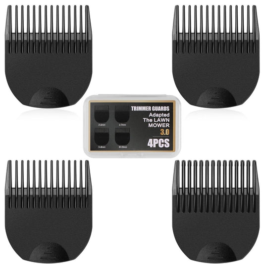 4 professionelle Haartrimmer-Aufsätze für Manscaped The Lawn Mower 3.0 – Ersatz-Schneidführungen mit Längen von 1/8" bis 1/2" inklusive Organizer