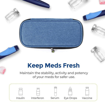 AUVON Insulin Pen Kühltasche für Reisen mit 2 * 90g TSA-zugelassenen Kühlakkus, isolierte Kühltasche für Diabetikerzubehör, kompakt für Alltag und Reisen