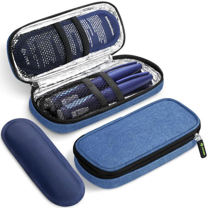 AUVON Insulin Pen Kühltasche für Reisen mit 2 * 90g TSA-zugelassenen Kühlakkus, isolierte Kühltasche für Diabetikerzubehör, kompakt für Alltag und Reisen