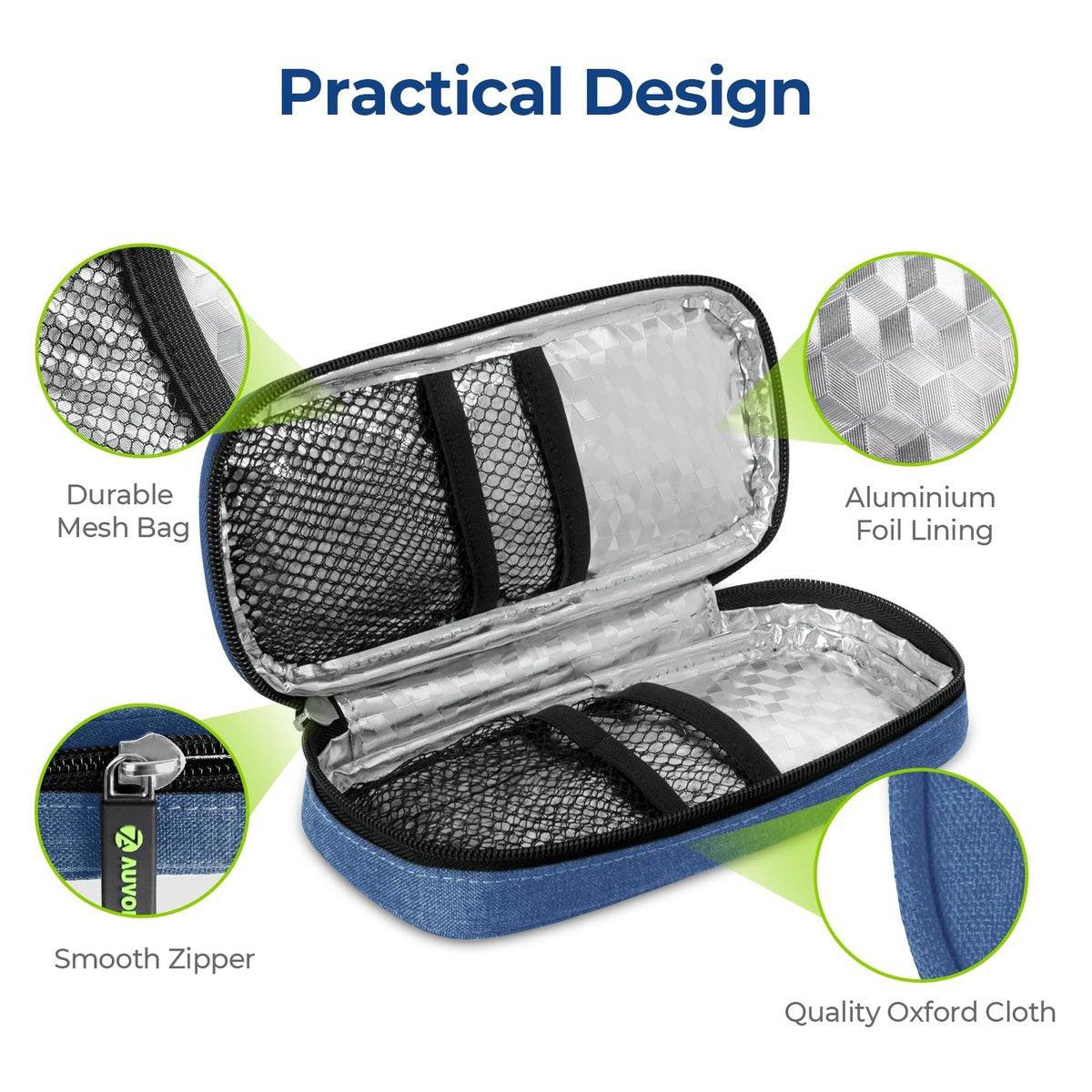 AUVON Insulin Pen Kühltasche für Reisen mit 2 * 90g TSA-zugelassenen Kühlakkus, isolierte Kühltasche für Diabetikerzubehör, kompakt für Alltag und Reisen