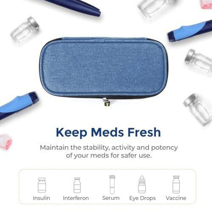 AUVON Insulin Pen Kühltasche für Reisen mit 2 * 90g TSA-zugelassenen Kühlakkus, isolierte Kühltasche für Diabetikerzubehör, kompakt für Alltag und Reisen