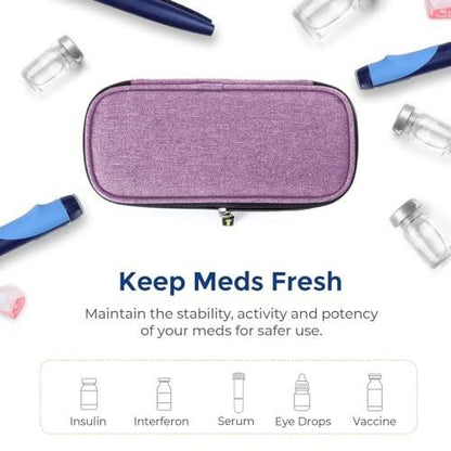 AUVON Insulin-Pen-Kühler-Reiseetui mit 2 * 90g TSA-zugelassenen Kühlakkus, kompakte isolierte Kühltasche für Insulinpens und Diabeteszubehör, für Alltag und Reisen