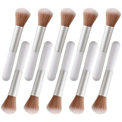 10-teiliges Set Flauschige Beauty Make-up Pinsel, Tragbare Mischpinsel mit Augenbrauen- und Puderapplikation, Weißes Pilz-Design Kunststoff Reise Make-up Pinsel