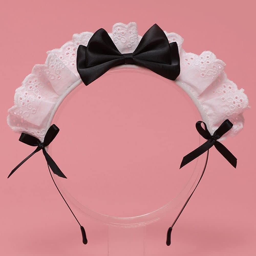 Lolita-Stirnband mit Spitzenband und Schleife – Damen Anime Cosplay Haarband für Partys und Mode