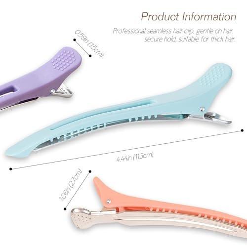 10er-Pack professionelle Frisierklammern, Anti-Rutsch-Silikonband-Entenschnabel-Haarklammern, bunte Aluminium-Salon-Schneideklammern für Friseure, Damen, Herren