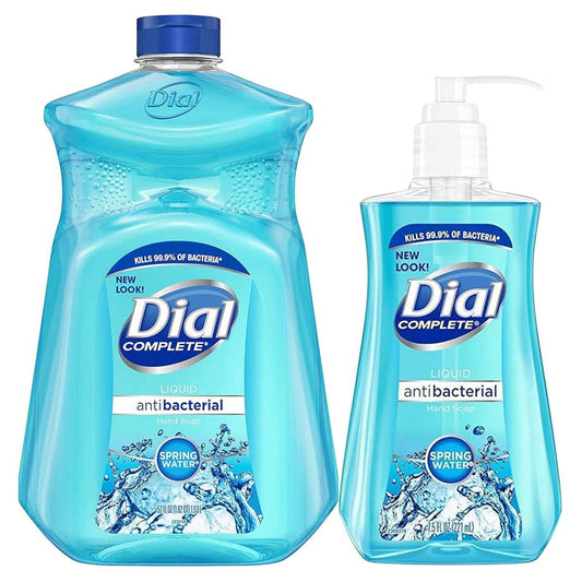 Dial Flüssigseife Nachfüllpackung, feuchtigkeitsspendende antibakterielle Handseife 7,5 oz Pumpflasche + 52 oz Nachfüllpackung, für alle Hauttypen (Quellwasser)