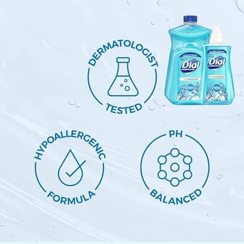 Dial Flüssigseife Nachfüllpackung, feuchtigkeitsspendende antibakterielle Handseife 7,5 oz Pumpflasche + 52 oz Nachfüllpackung, für alle Hauttypen (Quellwasser)