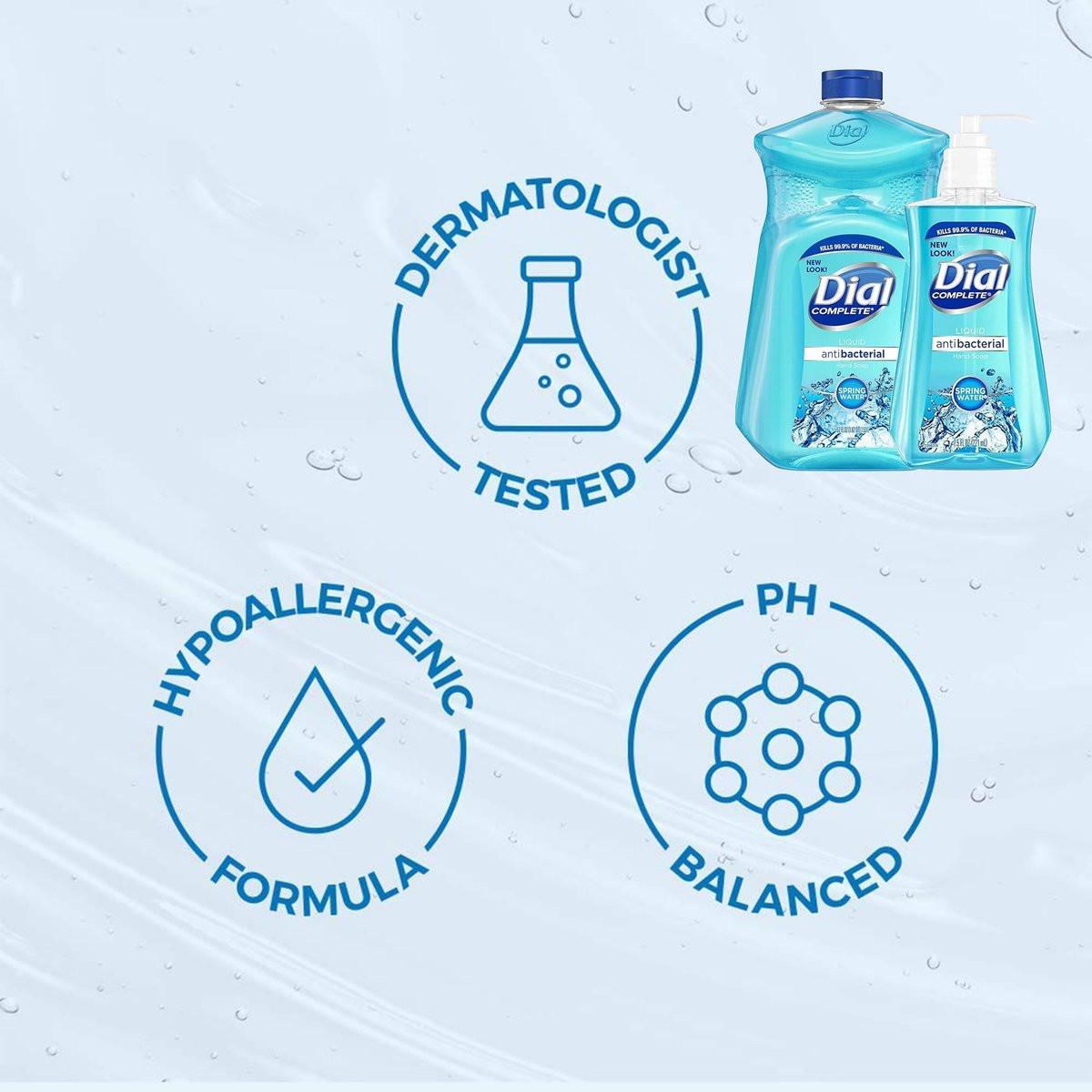 Dial Flüssigseife Nachfüllpackung, feuchtigkeitsspendende antibakterielle Handseife 7,5 oz Pumpflasche + 52 oz Nachfüllpackung, für alle Hauttypen (Quellwasser)