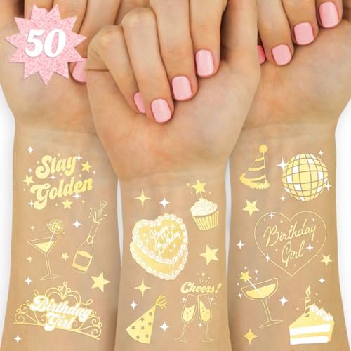 xo, Fetti Goldene Geburtstags-Tattoos – 50 goldene Motive | Partydekoration, lustige Geburtstagsgeschenke, HBD, Älter Weiser Heißer, Fifty and Fabulous