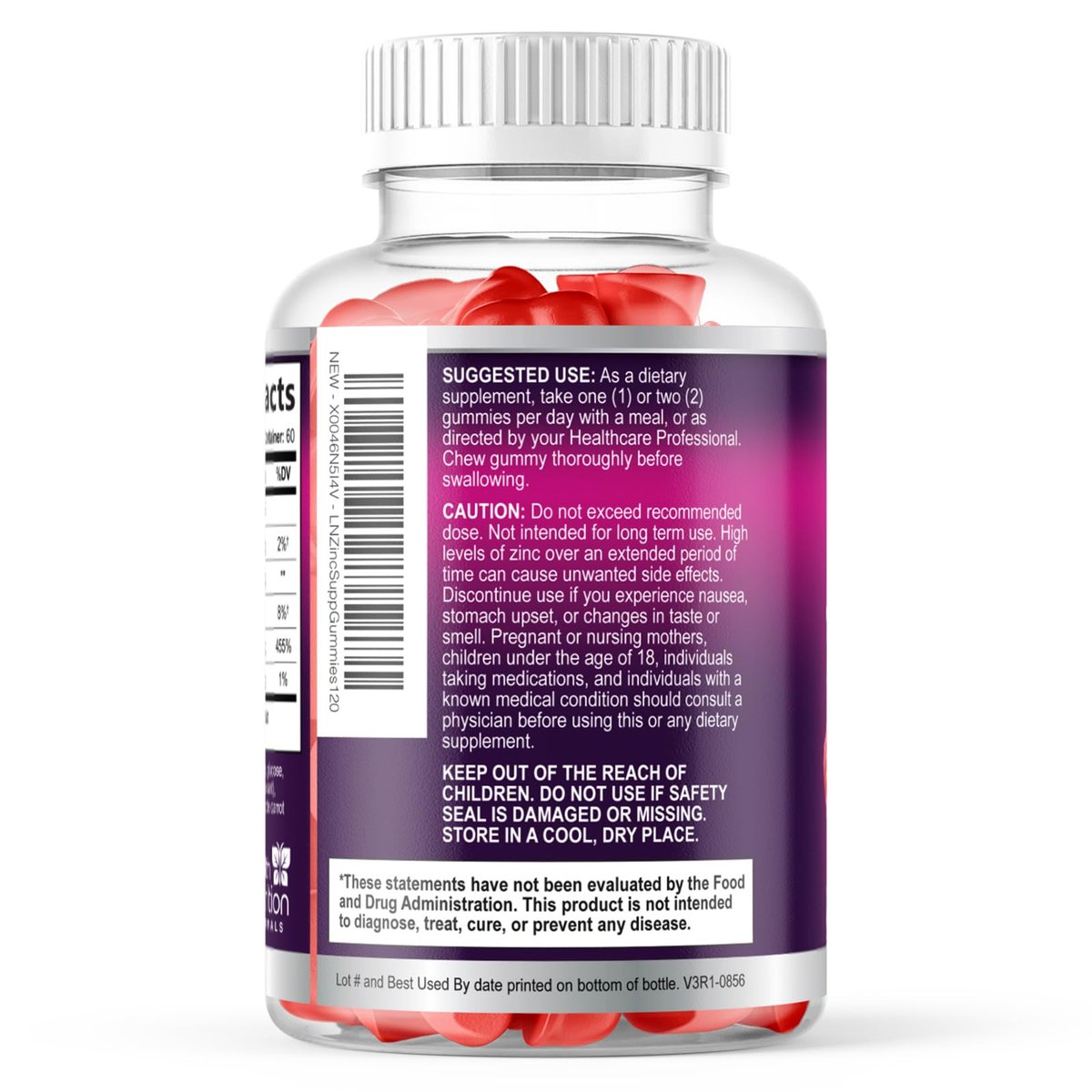 Zink Gummies 50mg pro Portion - Extra starke Immununterstützung, Antioxidans, Gummibärchen, Nicht-GVO & glutenfrei - Bestes Zinkpräparat für Haut, Knochen & Herzgesundheit - Leckerer Beerengeschmack - 120 Gummibärchen