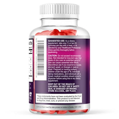 Zink Gummies 50mg pro Portion - Extra starke Immununterstützung, Antioxidans, Gummibärchen, Nicht-GVO & glutenfrei - Bestes Zinkpräparat für Haut, Knochen & Herzgesundheit - Leckerer Beerengeschmack - 120 Gummibärchen