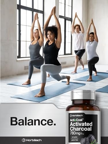 Horbäach Aktivkohle Kapseln 780 mg | 120 Kapseln | Aktivkohle aus Kokosnussschalen | Non-GMO und Glutenfrei | Acti-Coal