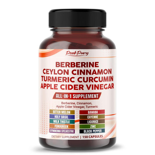 PEAKPURY Berberine Cinnamon Apfelessig Kurkuma – Ganzheitliches Wohlbefinden, 150 Kapseln