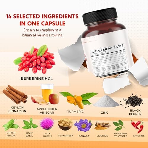 PEAKPURY Berberine Cinnamon Apfelessig Kurkuma – Ganzheitliches Wohlbefinden, 150 Kapseln