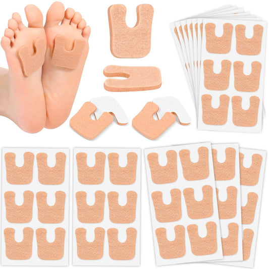 Jollidecor Hornhautpads U-förmig aus Filz – 72 selbstklebende Fußpads zum Schutz vor Reibung, beige