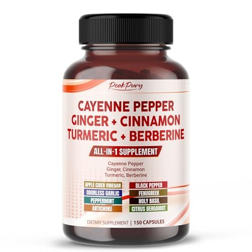 Cayenne Pfeffer Ingwer Kurkuma Berberin – Verdauung & Darmgesundheit Unterstützung, 150 Kapseln