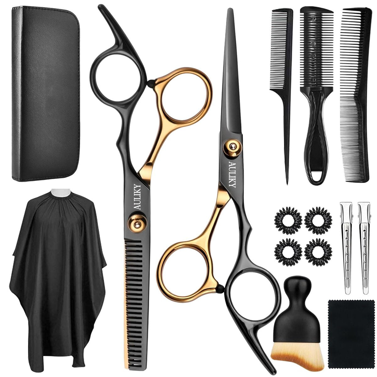 Professionelles Haarschneide-Set – 15-teiliges Friseur-Scheren-Set aus Edelstahl für Salon, Zuhause, Männer, Frauen, Kinder und Erwachsene