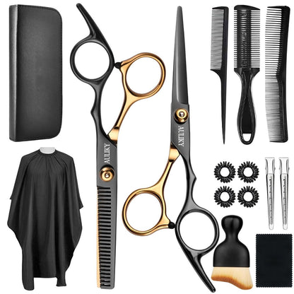 Professionelles Haarschneide-Set – 15-teiliges Friseur-Scheren-Set aus Edelstahl für Salon, Zuhause, Männer, Frauen, Kinder und Erwachsene