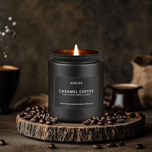 Karamell-Kaffee Duftkerze | Herrenduftkerzen für Zuhause, Geschenkideen für Frauen und Männer - Sojakerze für Wohnraum - Aromatherapie-Geschenk für Männer - 200g mit 50 Stunden Brenndauer
