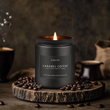Karamell-Kaffee Duftkerze | Herrenduftkerzen für Zuhause, Geschenkideen für Frauen und Männer - Sojakerze für Wohnraum - Aromatherapie-Geschenk für Männer - 200g mit 50 Stunden Brenndauer