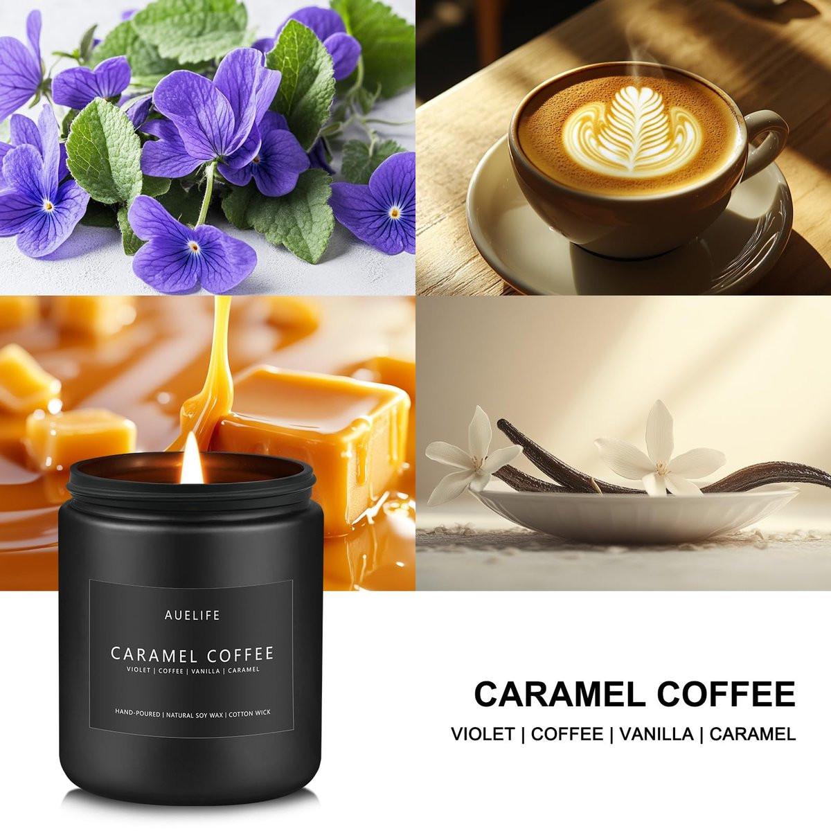 Karamell-Kaffee Duftkerze | Herrenduftkerzen für Zuhause, Geschenkideen für Frauen und Männer - Sojakerze für Wohnraum - Aromatherapie-Geschenk für Männer - 200g mit 50 Stunden Brenndauer
