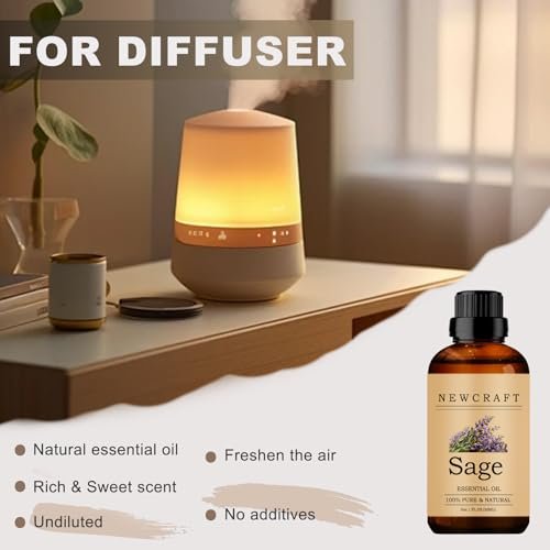 Salbei Ätherisches Öl, 100% rein und natürlich, für Aromatherapie-Diffuser, 30 ml