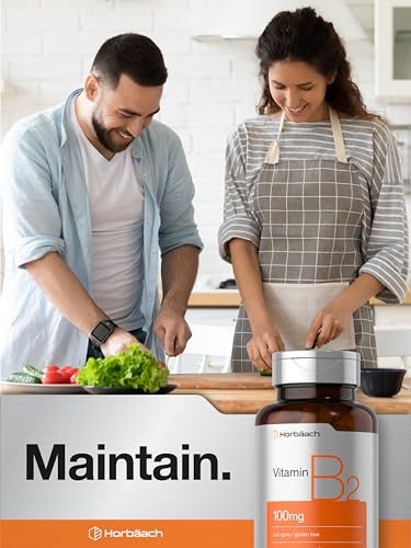 Horbäach Vitamin B2 100 mg – 180 Kapseln | Riboflavin Nahrungsergänzung | Non-GMO & Glutenfrei
