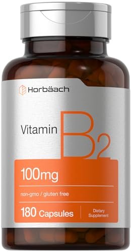 Horbäach Vitamin B2 100 mg – 180 Kapseln | Riboflavin Nahrungsergänzung | Non-GMO & Glutenfrei