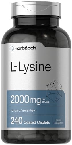 Horbäach L-Lysin Supplement 2000mg | 240 Kapseln | Freies L-Lysin Hydrochlorid | Vegetarisch, Ohne Gentechnik, Glutenfrei